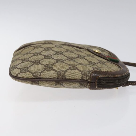 GUCCI GG Supreme Web Sherry Line Bag PVC Beige Gold Red 904 02 047 Auth 114872 - Picture 5 of 16